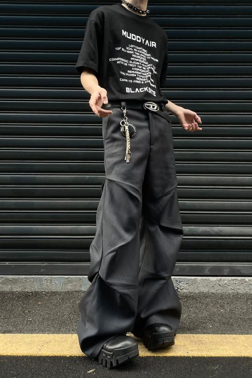 Wide Leg Pleated Casual Pants