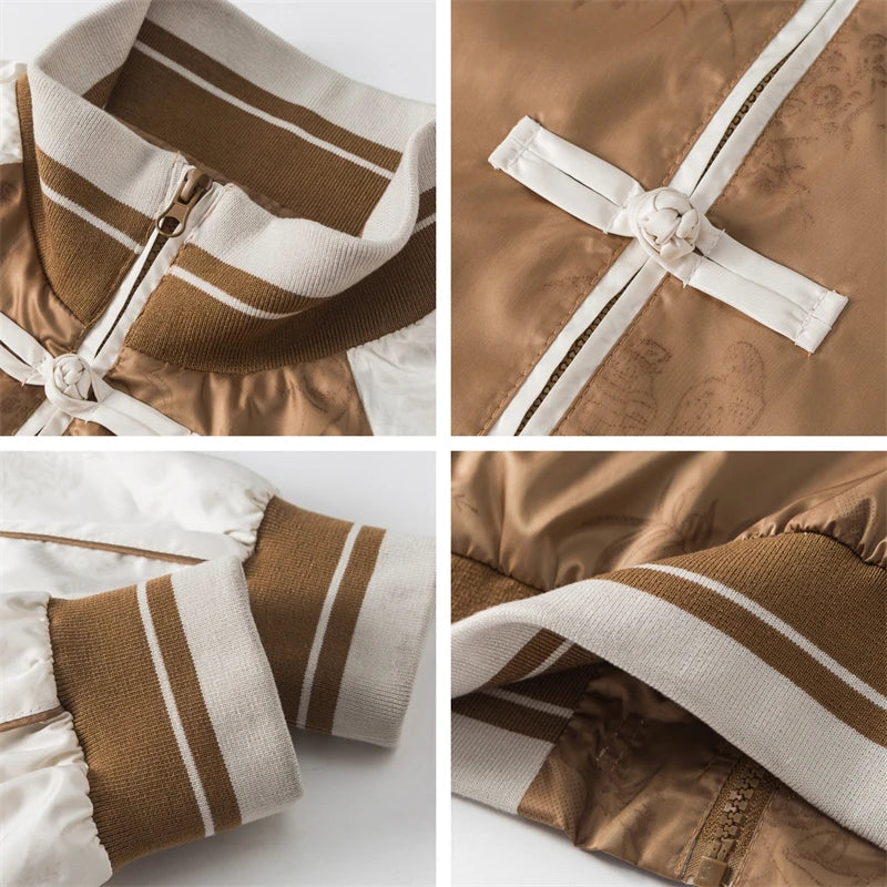 Woman Coquette Chinese Style Bomber Jacket