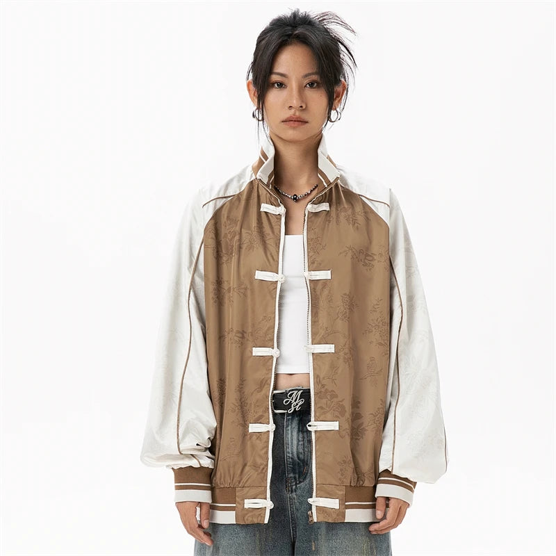 Woman Coquette Chinese Style Bomber Jacket