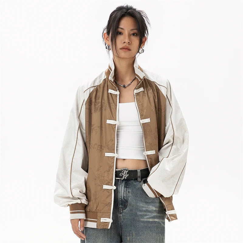 Woman Coquette Chinese Style Bomber Jacket