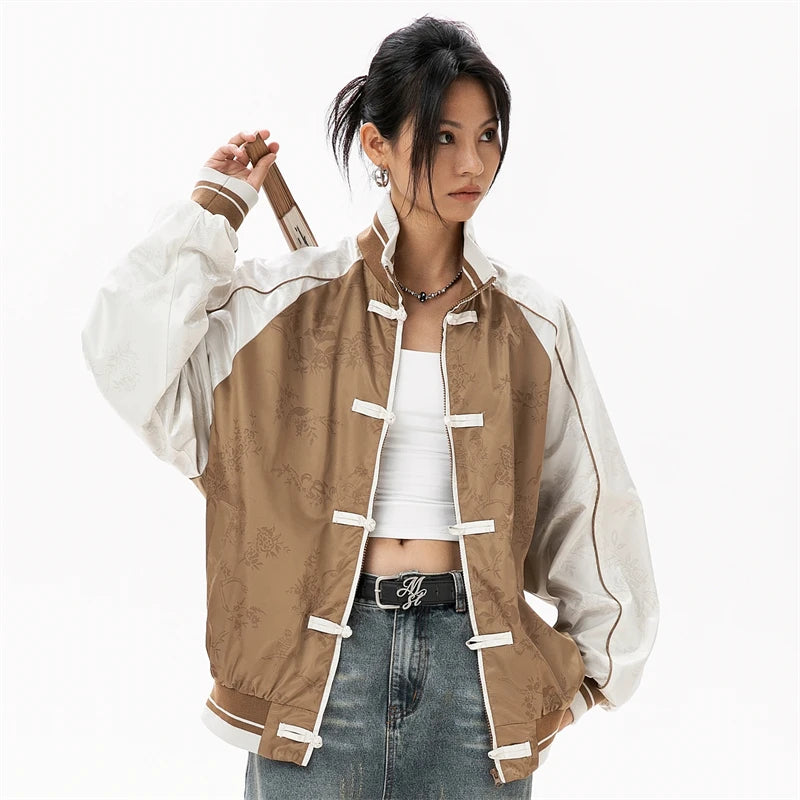 Woman Coquette Chinese Style Bomber Jacket