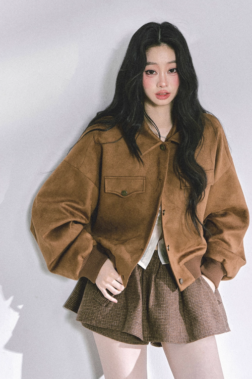 Wool Blazer Jacket / Mini Skirt / Frill Lace Blouse