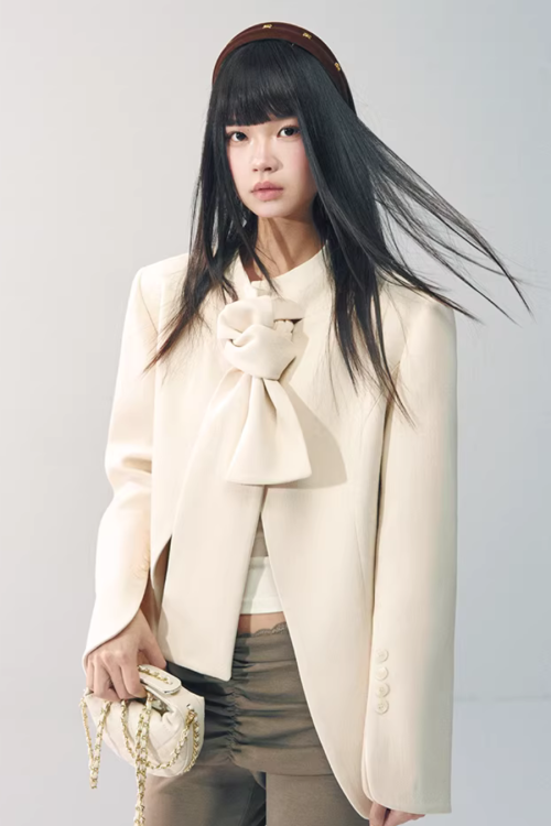 Wool Bow Blazer Jacket