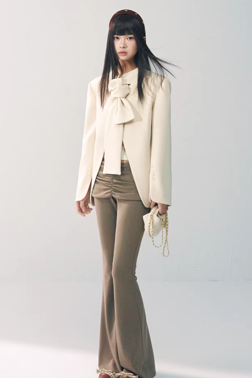 Wool Bow Blazer Jacket