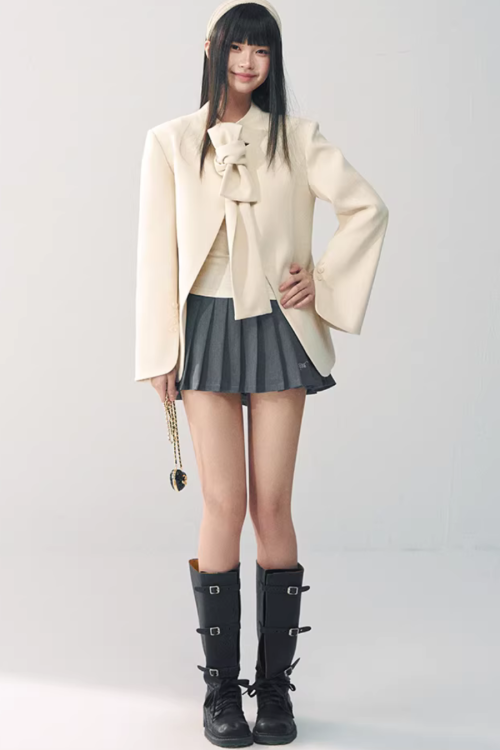 Wool Bow Blazer Jacket