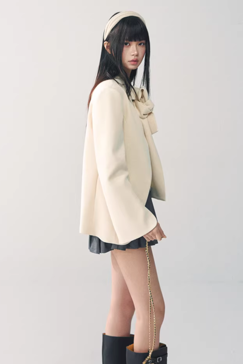 Wool Bow Blazer Jacket