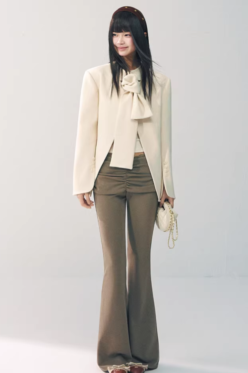 Wool Bow Blazer Jacket