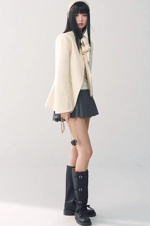 Wool Bow Blazer Jacket