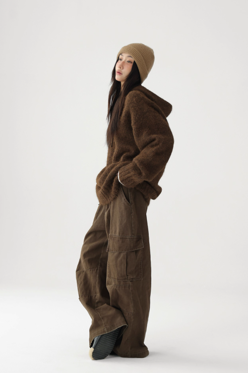 Wool Knit Hoodie Pullover