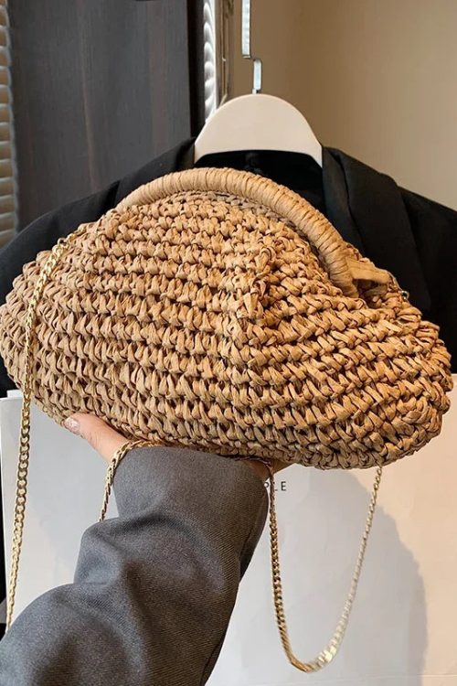 Woven Straw Clutch Bag