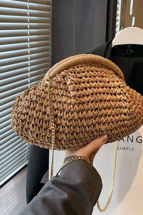 Woven Straw Clutch Bag