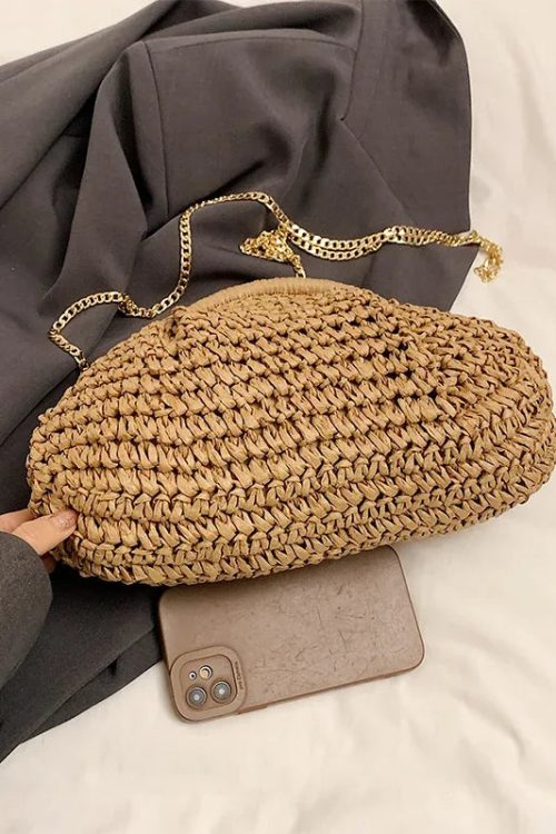 Woven Straw Clutch Bag