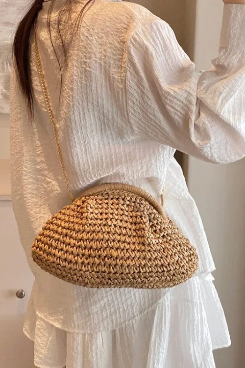Woven Straw Clutch Bag