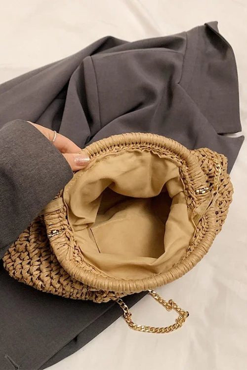Woven Straw Clutch Bag