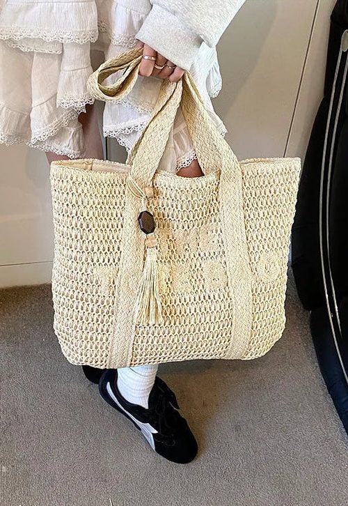 Woven Straw Tote Bag