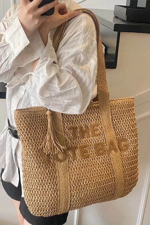 Woven Straw Tote Bag