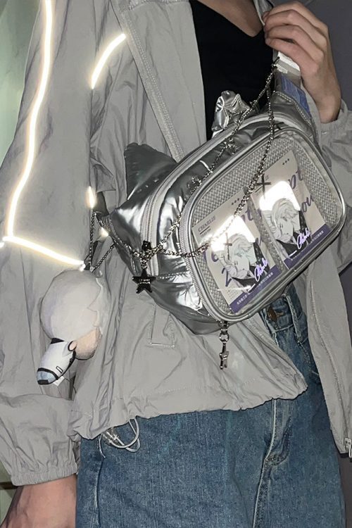 Y2K Cat Ita Bag with Clear Window for Plushies and Pins