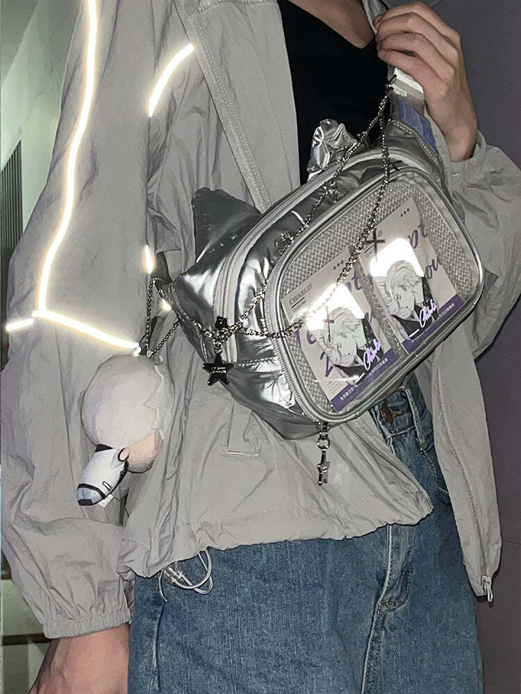 Y2K Cat Ita Bag with Clear Window for Plushies and Pins Y2K Cat Ita Bag with Clear Window for Plushies and Pins