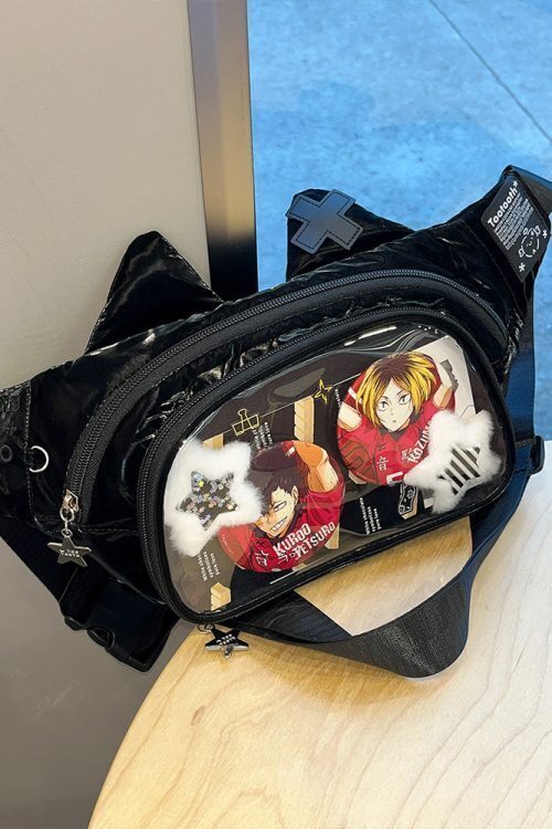 Y2K Cat Ita Bag with Clear Window for Plushies and Pins