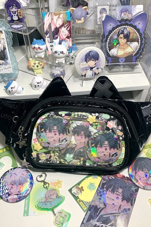 Y2K Cat Ita Bag with Clear Window for Plushies and Pins