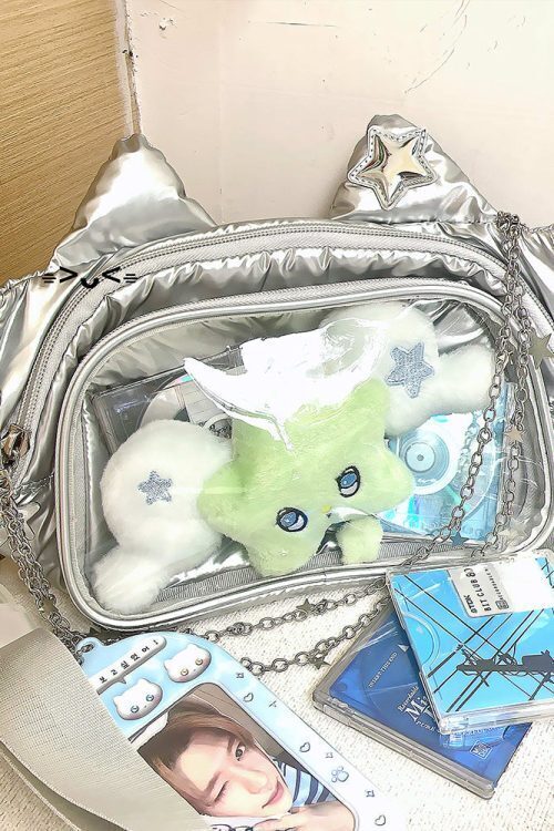 Y2K Cat Ita Bag with Clear Window for Plushies and Pins