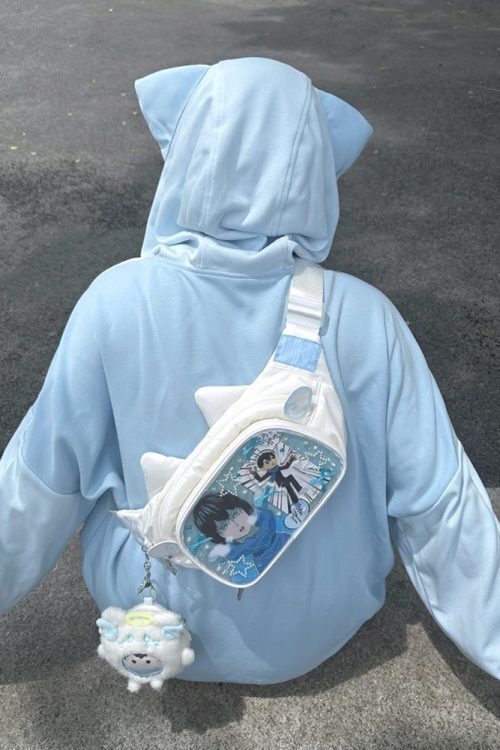 Y2K Cat Ita Bag with Clear Window for Plushies and Pins