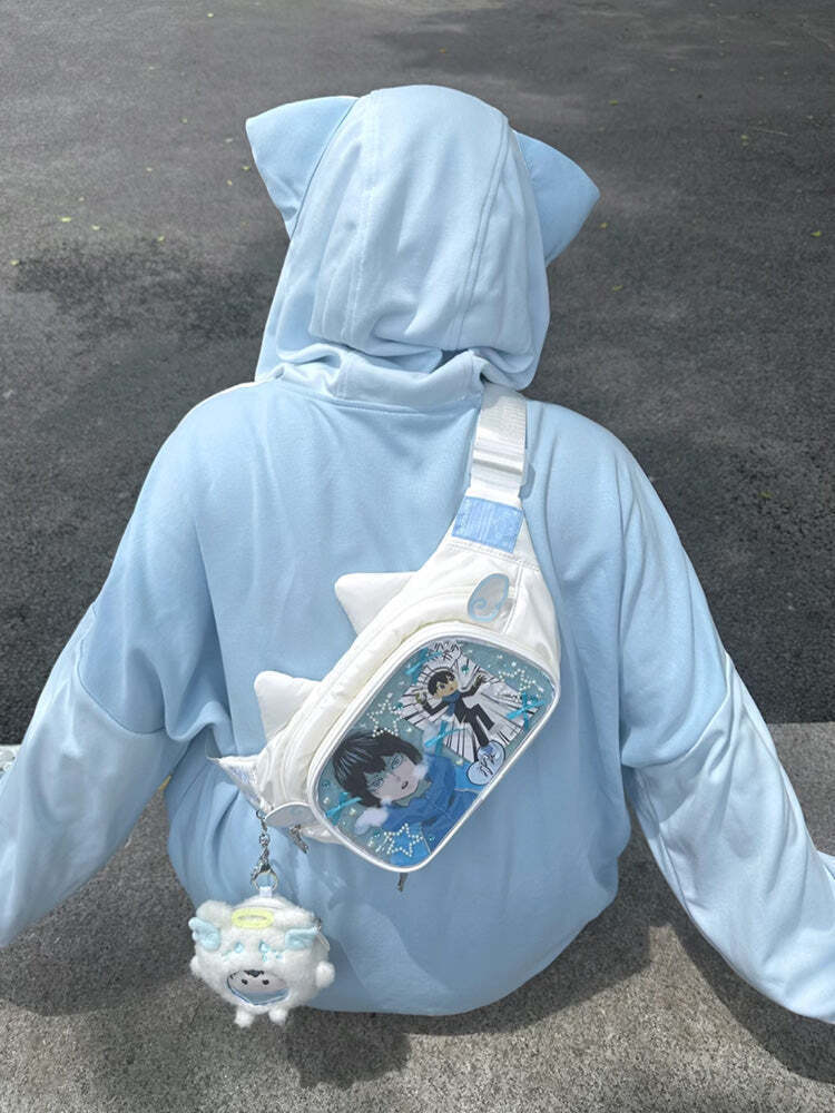 Y2K Cat Ita Bag with Clear Window for Plushies and Pins Y2K Cat Ita Bag with Clear Window for Plushies and Pins