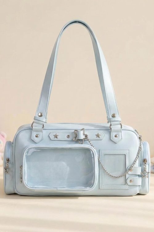 Y2K Convertible Ita Bag with Clear Window for Photocards and Pins