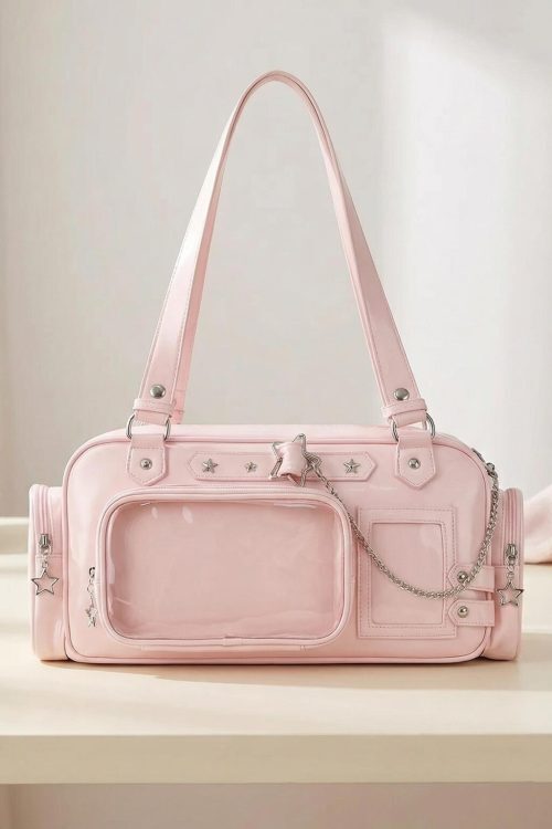 Y2K Convertible Ita Bag with Clear Window for Photocards and Pins