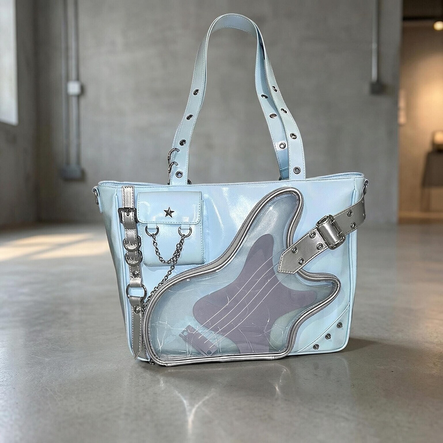 Y2K Convertible Ita Bag with Clear Window for Photocards and Pins Y2K Convertible Ita Bag with Clear Window for Photocards and Pins