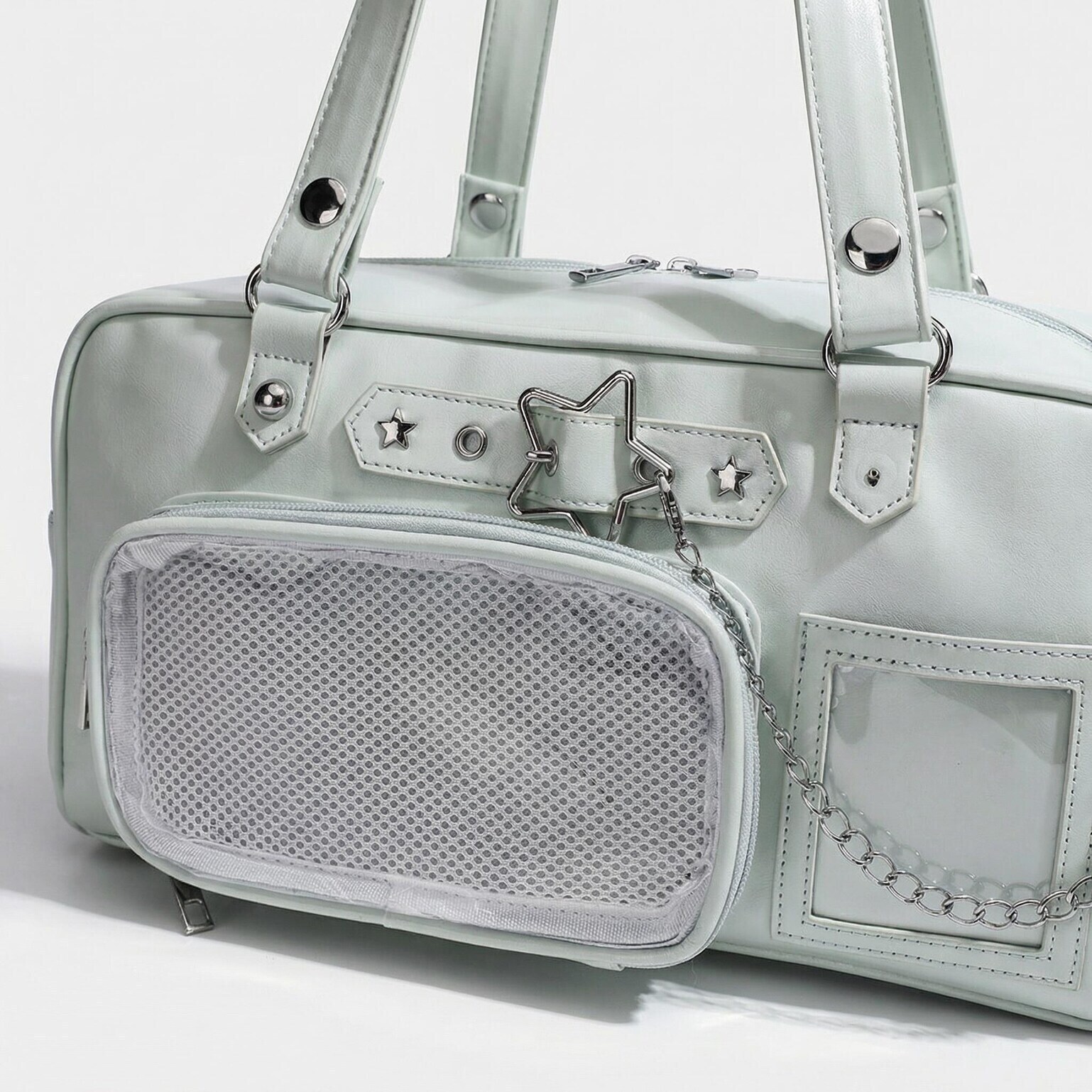 Y2K Convertible Ita Bag with Clear Window for Photocards and Pins Y2K Convertible Ita Bag with Clear Window for Photocards and Pins