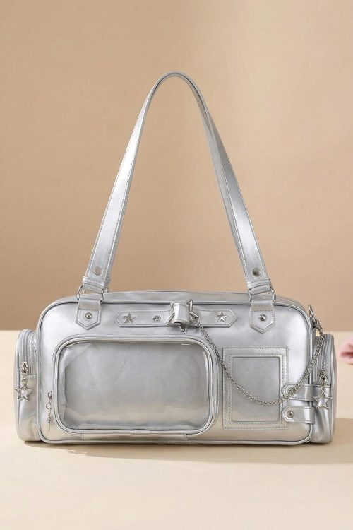 Y2K Convertible Ita Bag with Clear Window for Photocards and Pins