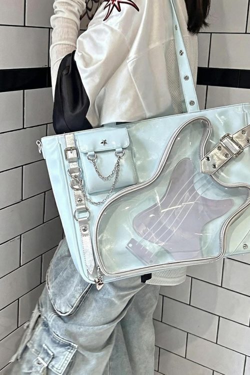 Y2K Convertible Ita Bag with Clear Window for Photocards and Pins