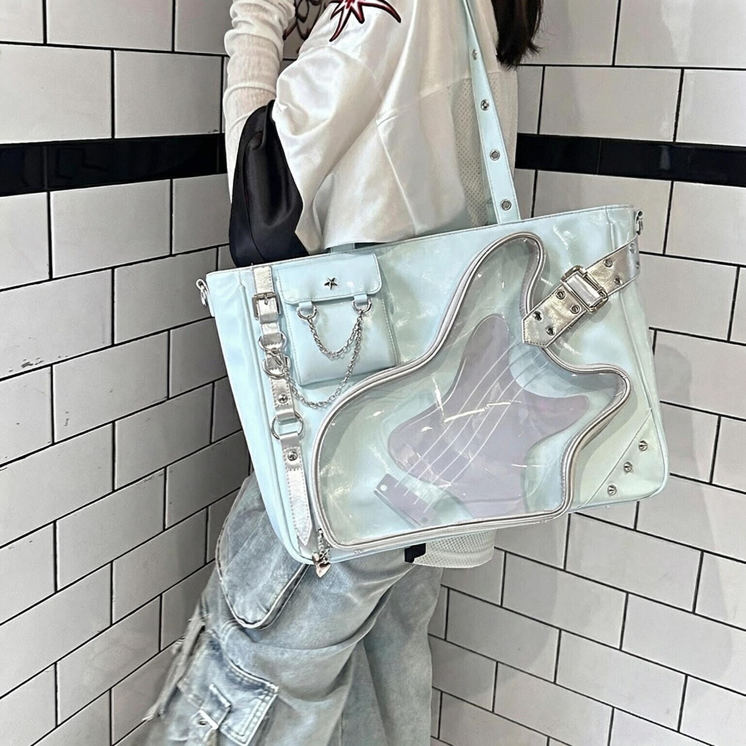 Y2K Convertible Ita Bag with Clear Window for Photocards and Pins Y2K Convertible Ita Bag with Clear Window for Photocards and Pins