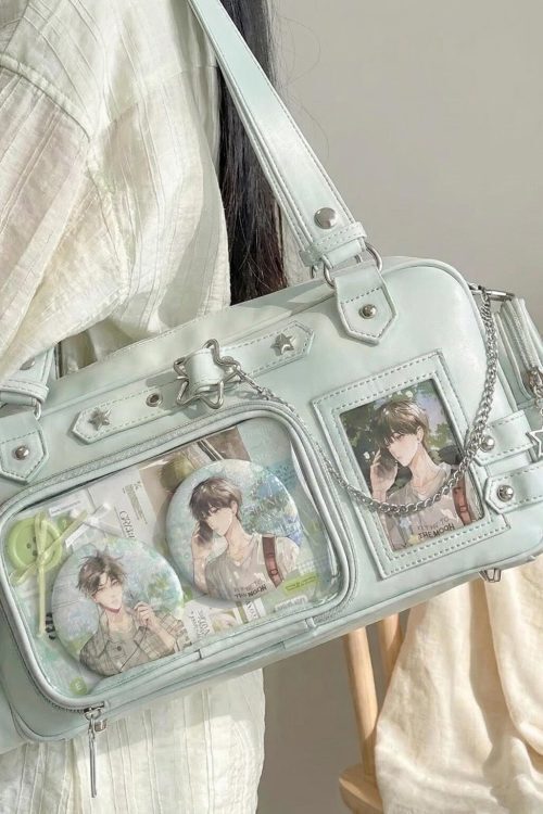Y2K Convertible Ita Bag with Clear Window for Photocards and Pins