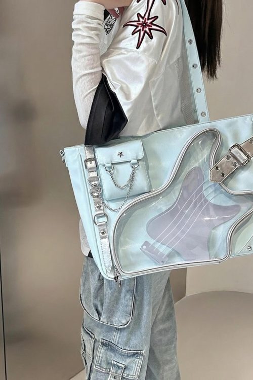Y2K Convertible Ita Bag with Clear Window for Photocards and Pins