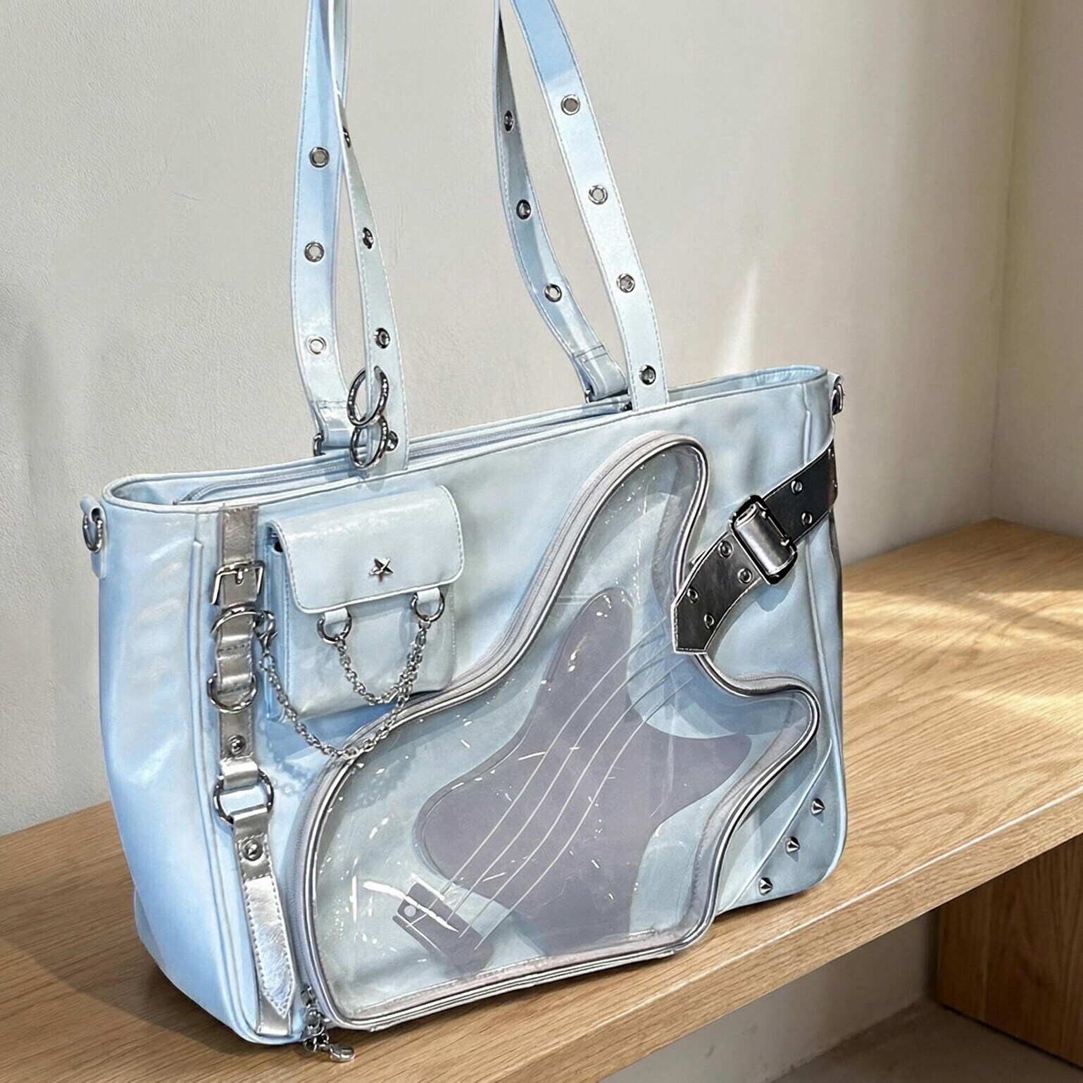 Y2K Convertible Ita Bag with Clear Window for Photocards and Pins Y2K Convertible Ita Bag with Clear Window for Photocards and Pins