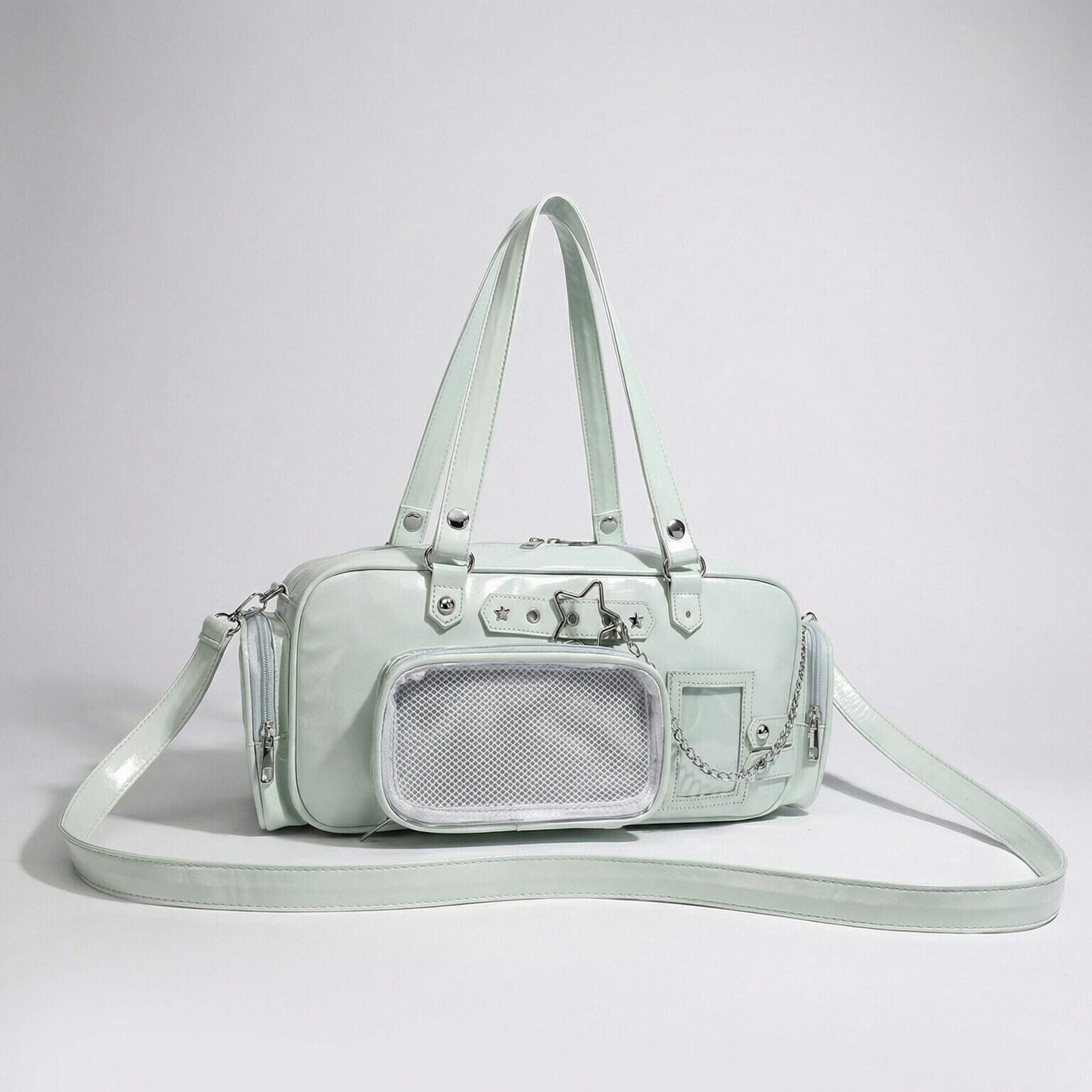 Y2K Convertible Ita Bag with Clear Window for Photocards and Pins Y2K Convertible Ita Bag with Clear Window for Photocards and Pins