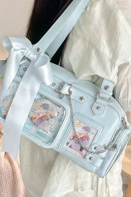 Y2K Convertible Ita Bag with Clear Window for Photocards and Pins