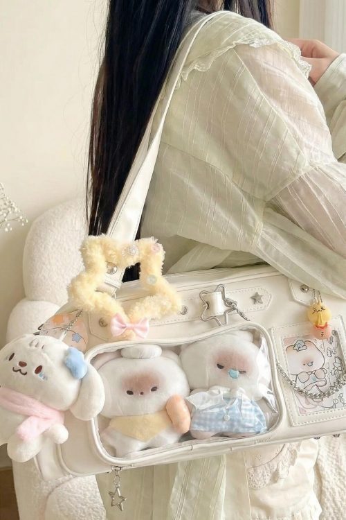 Y2K Convertible Ita Bag with Clear Window for Photocards and Pins