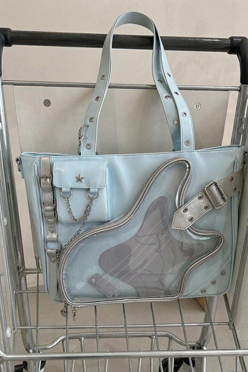 Y2K Convertible Ita Bag with Clear Window for Photocards and Pins