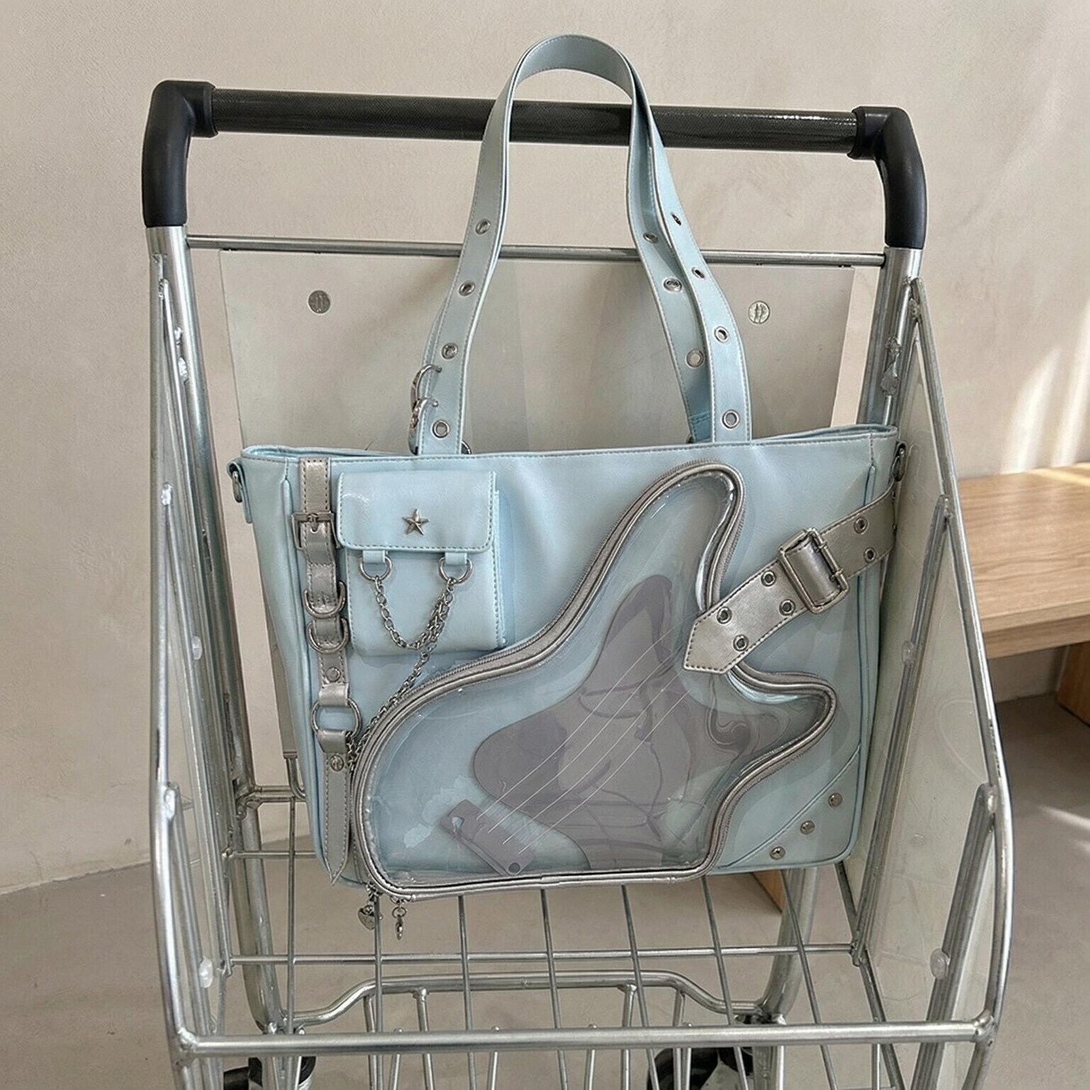 Y2K Convertible Ita Bag with Clear Window for Photocards and Pins Y2K Convertible Ita Bag with Clear Window for Photocards and Pins