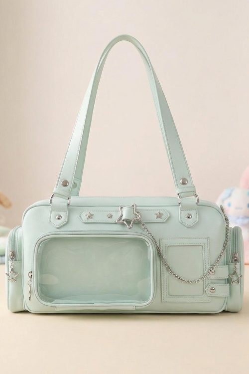 Y2K Convertible Ita Bag with Clear Window for Photocards and Pins