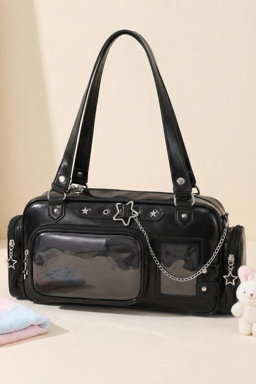 Y2K Convertible Ita Bag with Clear Window for Photocards and Pins