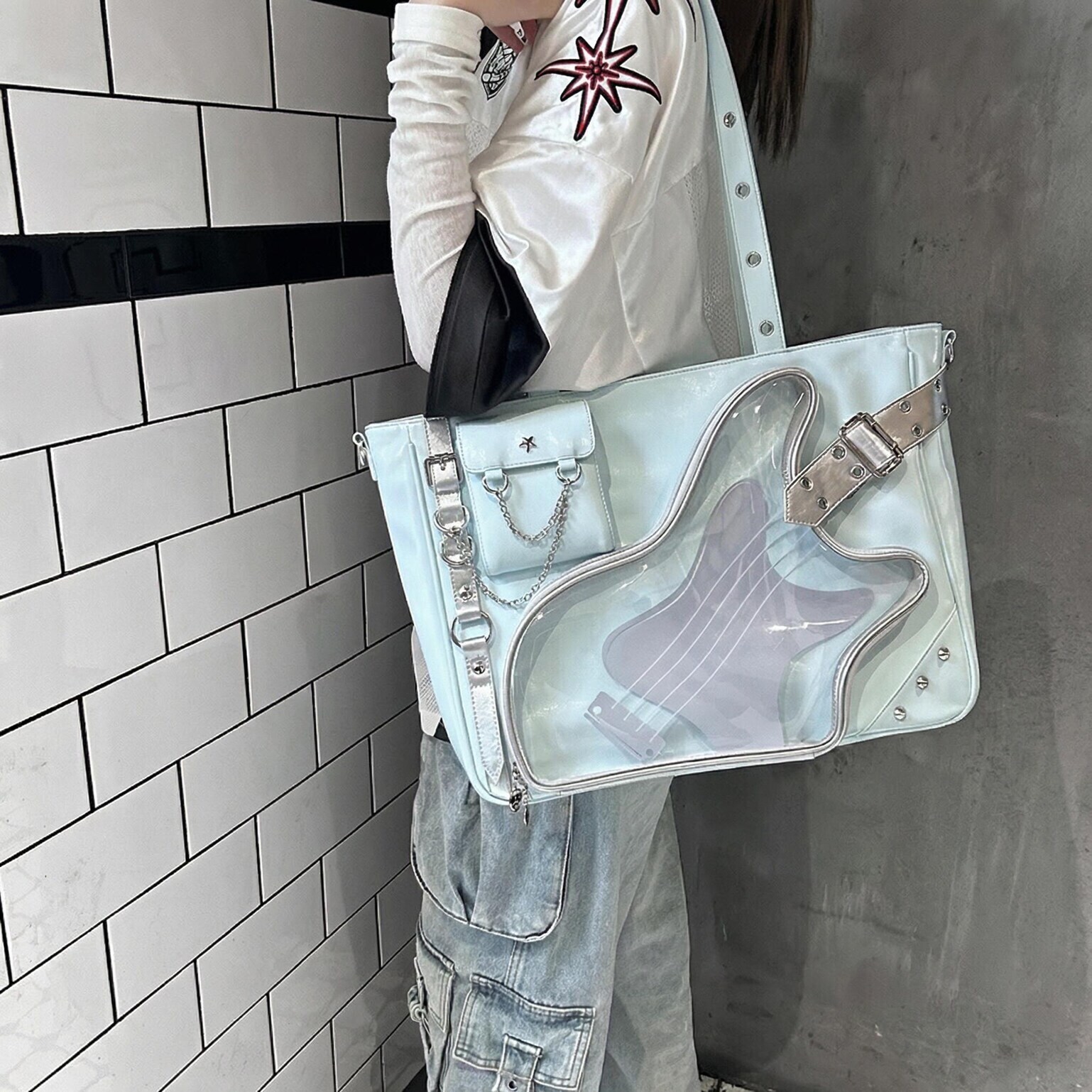 Y2K Convertible Ita Bag with Clear Window for Photocards and Pins Y2K Convertible Ita Bag with Clear Window for Photocards and Pins