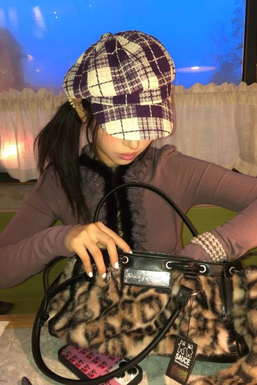 Y2K Fur Trim Plunge Top