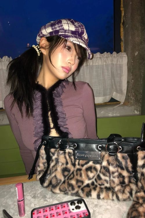 Y2K Fur Trim Plunge Top