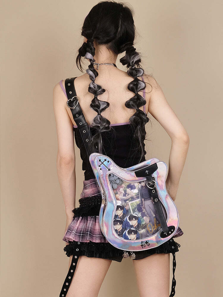 Y2K Ita Bag with Clear Window for Pin Display Y2K Ita Bag with Clear Window for Pin Display