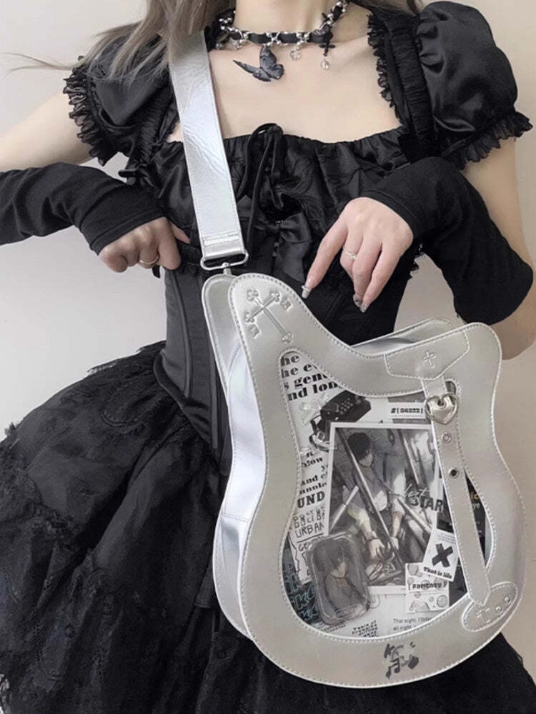 Y2K Ita Bag with Clear Window for Pin Display Y2K Ita Bag with Clear Window for Pin Display