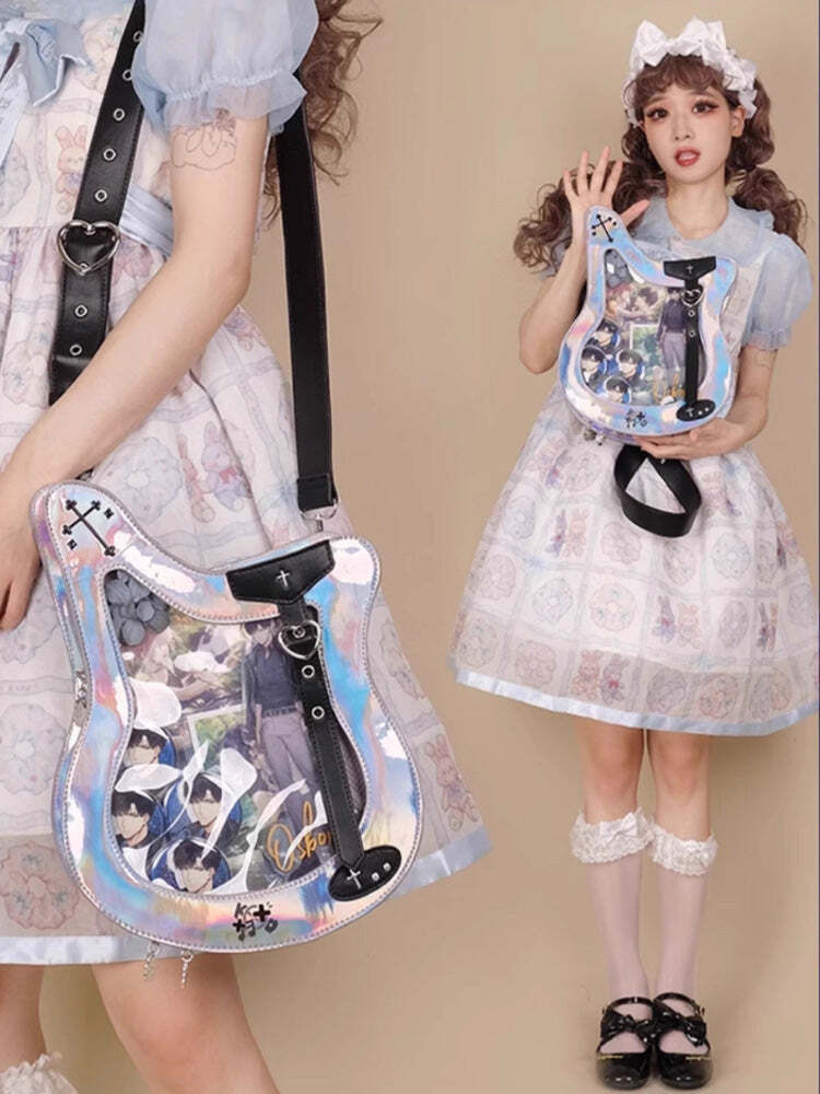 Y2K Ita Bag with Clear Window for Pin Display Y2K Ita Bag with Clear Window for Pin Display